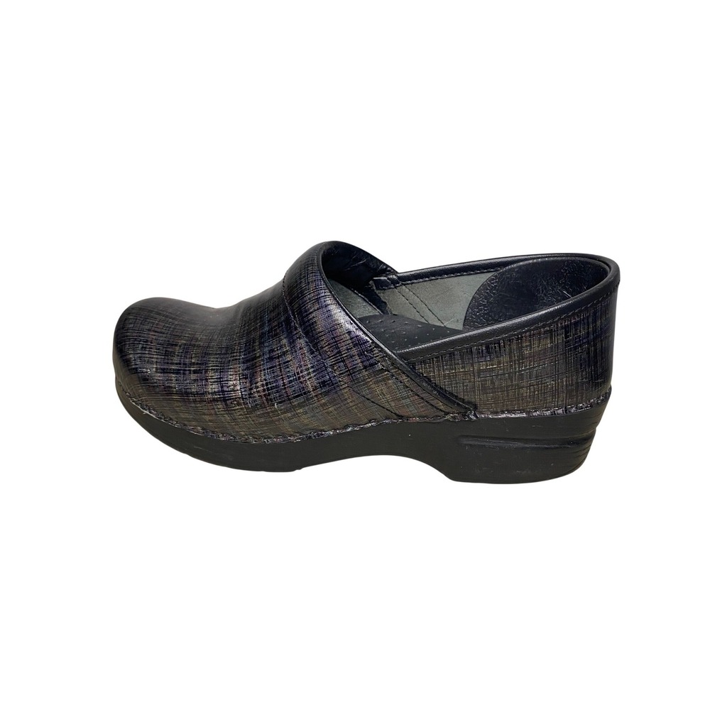 Dansko Professional Clogs Womens 39 Iridescent Metallic Crosshatch Black Nurse